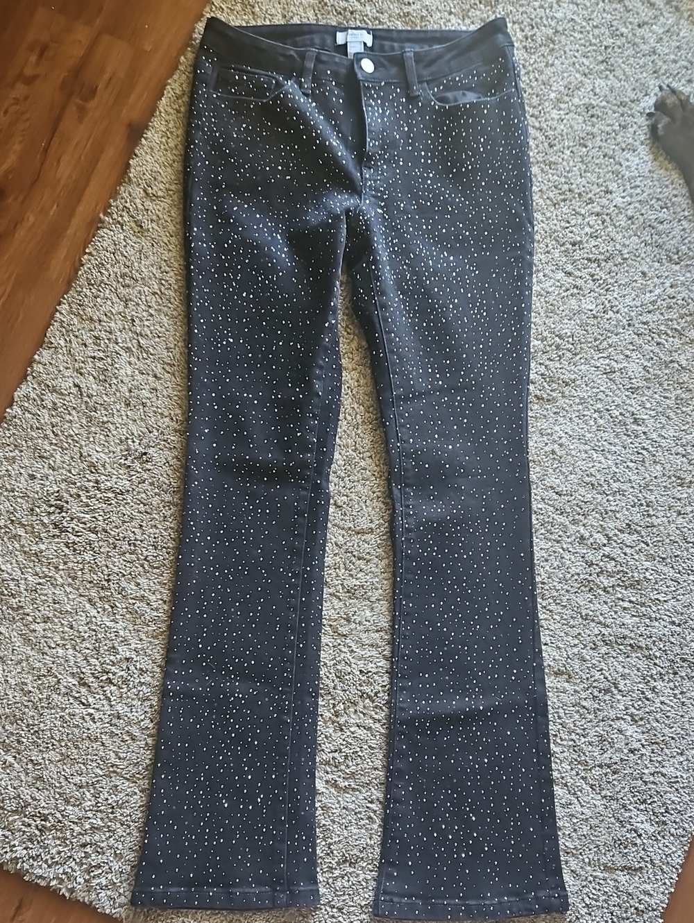 Black Women's Jeans with Silver Srud Dot Detail